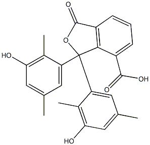 1,3-ジヒドロ-1,1-ビス(3-ヒドロキシ-2,5-ジメチルフェニル)-3-オキソイソベンゾフラン-7-カルボン酸 化学構造式