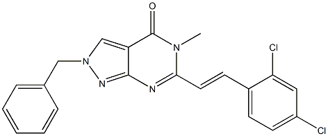 6-(2,4-Dichlorostyryl)-2-benzyl-5-methyl-2H-pyrazolo[3,4-d]pyrimidin-4(5H)-one,,结构式