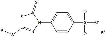 4-(2,3-Dihydro-5-potassiothio-2-thioxo-1,3,4-thiadiazole-3-yl)benzenesulfonic acid potassium salt Struktur