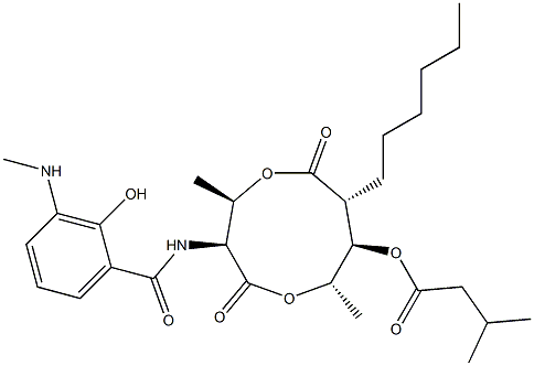 3-Methylbutanoic acid (3S,4R,7R,8R,9S)-3-[(3-methylamino-2-hydroxybenzoyl)amino]-4,9-dimethyl-2,6-dioxo-7-hexyl-1,5-dioxonan-8-yl ester