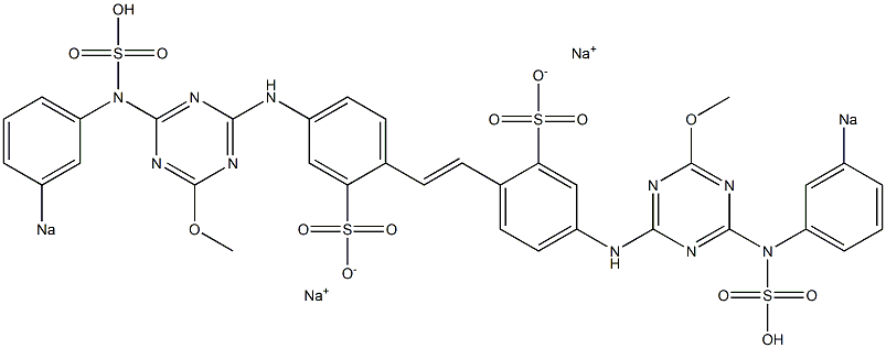 4,4'-Bis[2-methoxy-4-(m-sodiosulfophenylamino)-1,3,5-triazin-6-ylamino]stilbene-2,2'-disulfonic acid disodium salt Structure