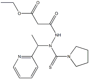 3-オキソ-3-[N-[1-(2-ピリジニル)エチル]-N'-[1-ピロリジニル(チオカルボニル)]ヒドラジノ]プロパン酸エチル 化学構造式