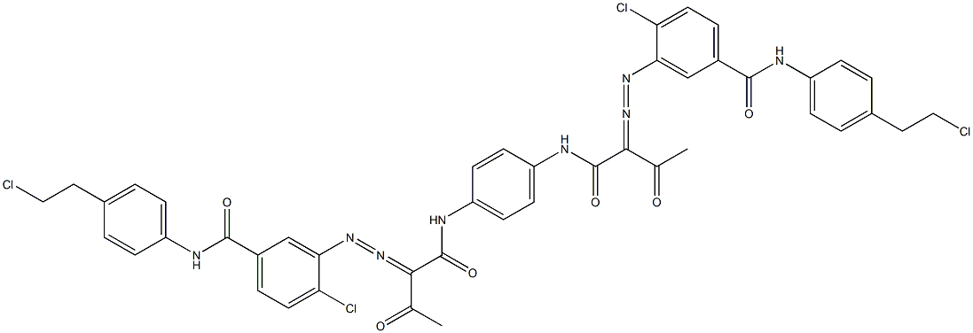 3,3'-[1,4-Phenylenebis[iminocarbonyl(acetylmethylene)azo]]bis[N-[4-(2-chloroethyl)phenyl]-4-chlorobenzamide] 结构式