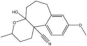3-Methyl-4a-hydroxy-9-methoxy-1,2,3,4a,5,6,7,11b-octahydrobenzo[3,4]cyclohepta[1,2-b]pyran-11b-carbonitrile Struktur