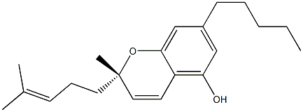 (S)-2-メチル-2-(4-メチル-3-ペンテニル)-7-ペンチル-2H-1-ベンゾピラン-5-オール 化学構造式