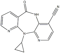 5,11-ジヒドロ-4-シアノ-11-シクロプロピル-6H-ジピリド[3,2-b:2',3'-e][1,4]ジアゼピン-6-オン 化学構造式
