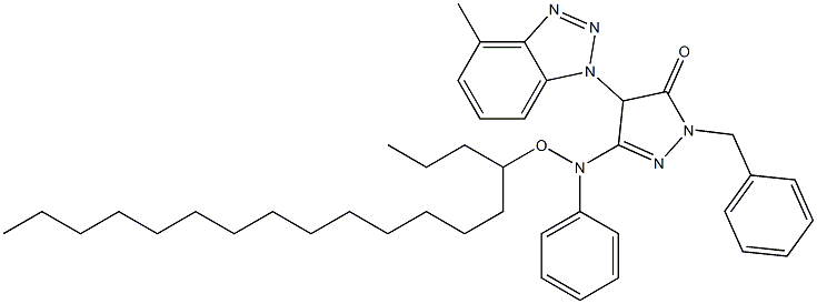 1-Benzyl-3-[(4-octadecyloxy)anilino]-4-(methyl-1-benzotriazolyl)-5-oxo-2-pyrazoline Structure