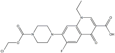 1-Ethyl-6-fluoro-1,4-dihydro-7-[4-chloromethoxycarbonyl-1-piperazinyl]-4-oxoquinoline-3-carboxylic acid Structure