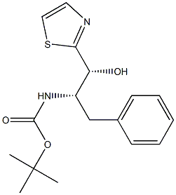 (1R,2S)-2-(tert-Butyloxycarbonylamino)-1-(2-thiazolyl)-3-phenylpropan-1-ol 结构式