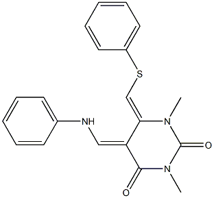 5,6-Dihydro-6-phenylthiomethylene-5-phenylaminomethylene-1,3-dimethylpyrimidine-2,4(1H,3H)-dione Structure