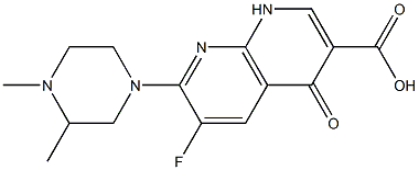 6-Fluoro-1,4-dihydro-4-oxo-7-(3,4-dimethyl-1-piperazinyl)-1,8-naphthyridine-3-carboxylic acid 结构式