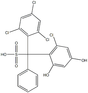 (6-Chloro-2,4-dihydroxyphenyl)(2,4,6-trichlorophenyl)phenylmethanesulfonic acid Struktur