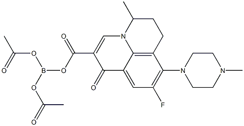 8-Fluoro-5,6-dihydro-4-methyl-7-(4-methyl-1-piperazinyl)-1-oxo-4H-3a-aza-1H-phenalene-2-carboxylic acid diacetoxyboryl ester 结构式