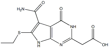 2-(Carboxymethyl)-6-(ethylthio)-4-oxo-3,4-dihydro-7H-pyrrolo[2,3-d]pyrimidine-5-carboxamide Struktur