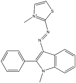 3-Methyl-2-[(1-methyl-2-phenyl-1H-indol-3-yl)azo]thiazol-3-ium Struktur