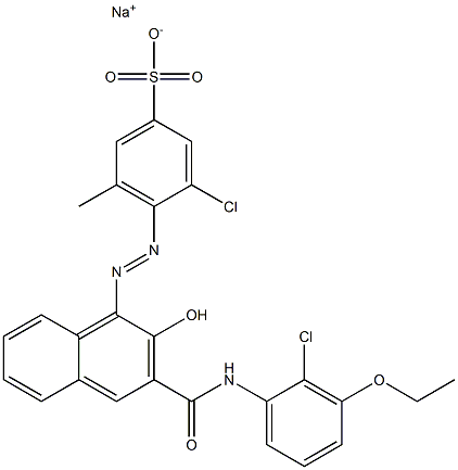 3-Chloro-5-methyl-4-[[3-[[(2-chloro-3-ethoxyphenyl)amino]carbonyl]-2-hydroxy-1-naphtyl]azo]benzenesulfonic acid sodium salt Structure