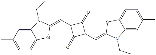 1,3-ビス[[3-エチル-5-メチルベンゾチアゾール-2(3H)-イリデン]メチル]シクロブタン-2,4-ジオン 化学構造式