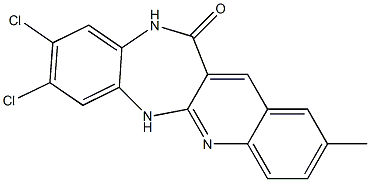 2-Methyl-8,9-dichloro-6H-quino[2,3-b][1,5]benzodiazepin-12(11H)-one Struktur