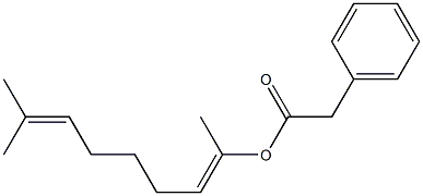 Phenylacetic acid 1,7-dimethyl-1,6-octadienyl ester Structure