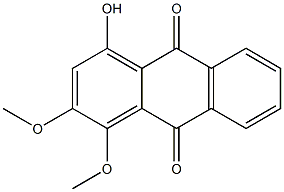 4-ヒドロキシ-1,2-ジメトキシ-9,10-アントラキノン 化学構造式