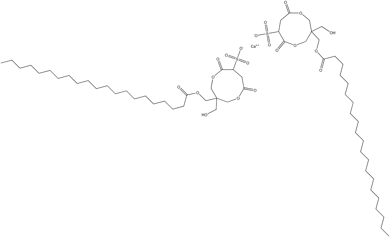 Bis[1-(1-oxohenicosyloxymethyl)-1-(hydroxymethyl)-4,7-dioxo-3,8-dioxacyclononane-6-sulfonic acid]calcium salt 结构式