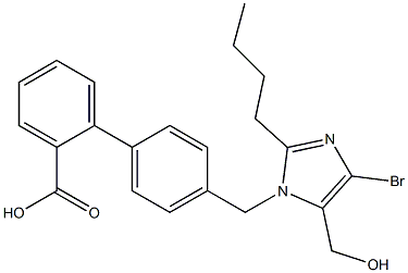 4'-[(2-ブチル-5-ヒドロキシメチル-4-ブロモ-1H-イミダゾール-1-イル)メチル]-1,1'-ビフェニル-2-カルボン酸 化学構造式