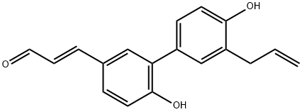 3-[4',6-ジヒドロキシ-3'-(2-プロペニル)-1,1'-ビフェニル-3-イル]プロペナール 化学構造式