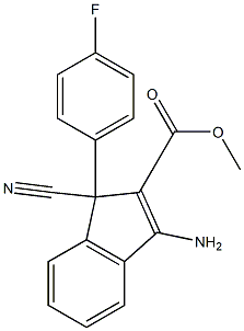 3-Amino-1-cyano-1-(4-fluorophenyl)-1H-indene-2-carboxylic acid methyl ester,,结构式