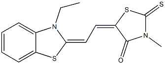 5-[2-(3-Ethyl-2,3-dihydrobenzothiazole-2-ylidene)ethylidene]-3-methyl-2-thioxothiazolidine-4-one,,结构式