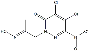 4,5-ジクロロ-2-[(E)-2-(ヒドロキシイミノ)プロピル]-6-ニトロピリダジン-3(2H)-オン 化学構造式