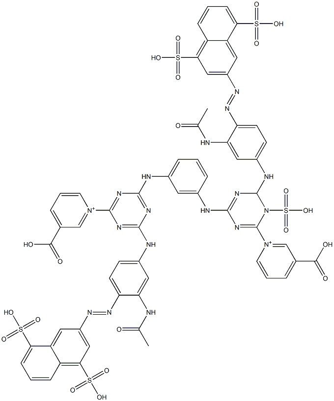 1,1'-[1-Sulfo-2,4-phenylenebis[imino[6-[4-[(4,8-disulfo-2-naphtyl)azo]-3-(acetylamino)anilino]-1,3,5-triazine-4,2-diyl]]]bis[3-carboxypyridinium] Structure