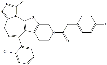 1-Methyl-6-(2-chlorophenyl)-9-[(4-fluorophenyl)acetyl]-7,8,9,10-tetrahydro-4H-pyrido[4',3':4,5]thieno[3,2-f][1,2,4]triazolo[4,3-a][1,4]diazepine Struktur