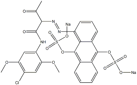 N-(4-クロロ-2,5-ジメトキシフェニル)-3-オキソ-2-[[9,10-ビス(ソジオスルホオキシ)アントラセン-1-イル]アゾ]ブタンアミド 化学構造式