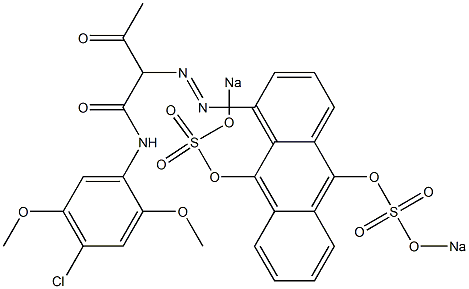 N-(4-Chloro-2,5-dimethoxyphenyl)-3-oxo-2-[[9,10-bis(sodiosulfooxy)anthracen-1-yl]azo]butanamide Structure