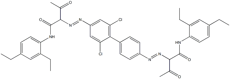 4,4'-ビス[[1-(2,4-ジエチルフェニルアミノ)-1,3-ジオキソブタン-2-イル]アゾ]-2,6-ジクロロ-1,1'-ビフェニル 化学構造式