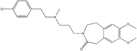4,5-ジヒドロ-7,8-ジメトキシ-3-[3-[N-メチル-2-(4-クロロフェニル)エチルアミノ]プロピル]-1H-3-ベンゾアゼピン-2(3H)-オン 化学構造式
