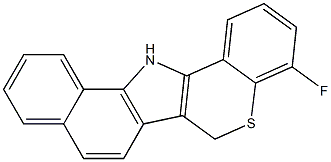 6,13-ジヒドロ-4-フルオロベンゾ[g][1]ベンゾチオピラノ[4,3-b]インドール 化学構造式