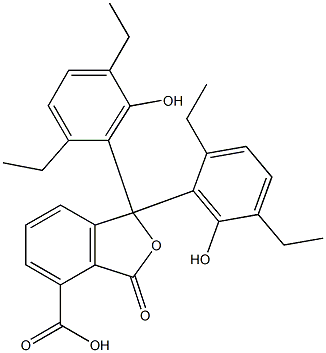 1,1-ビス(2,5-ジエチル-6-ヒドロキシフェニル)-1,3-ジヒドロ-3-オキソイソベンゾフラン-4-カルボン酸 化学構造式