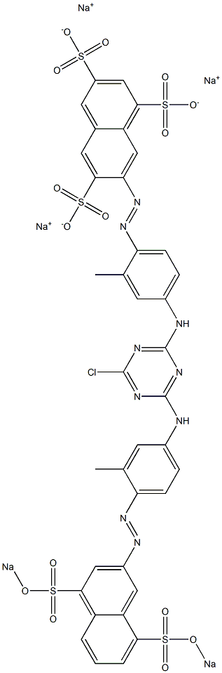 7-[4-[4-クロロ-6-[4-[4,8-ジ(ソジオスルホ)-2-ナフチルアゾ]-3-メチルアニリノ]-1,3,5-トリアジン-2-イルアミノ]-2-メチルフェニルアゾ]-1,3,6-ナフタレントリスルホン酸三ナトリウム 化学構造式