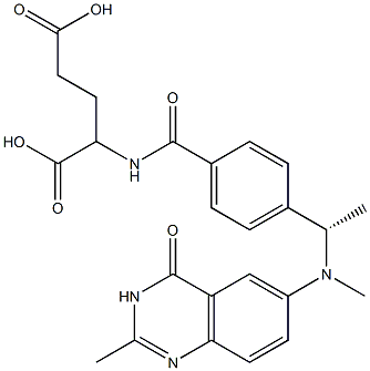 (S)-2-[4-[1-[N-[(3,4-Dihydro-2-methyl-4-oxoquinazolin)-6-yl]-N-methylamino]ethyl]benzoylamino]glutaric acid Struktur