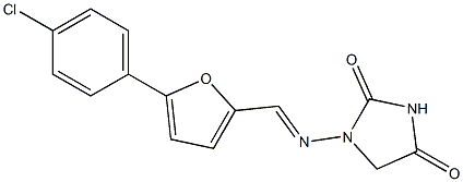 1-[[[5-(4-クロロフェニル)-2-フラニル]メチレン]アミノ]-2,4-イミダゾリジンジオン 化学構造式