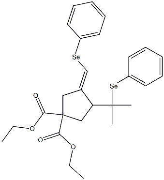 (3E)-3-[(Phenylseleno)methylene]-4-[1-methyl-1-(phenylseleno)ethyl]cyclopentane-1,1-dicarboxylic acid diethyl ester Struktur