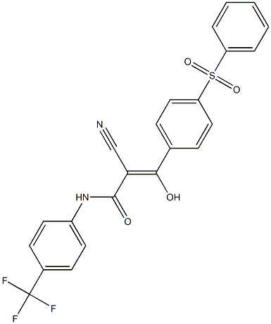 2-Cyano-3-hydroxy-3-[4-phenylsulfonylphenyl]-N-[4-trifluoromethylphenyl]acrylamide Structure