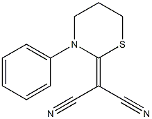 2-[Cyano(cyano)methylene]-3-phenyl-3,4,5,6-tetrahydro-2H-1,3-thiazine 结构式