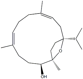 (1R,2S,5E,9E,12S)-1,5,9-Trimethyl-12-isopropyl-15-oxabicyclo[10.2.1]pentadeca-5,9-dien-2-ol,,结构式