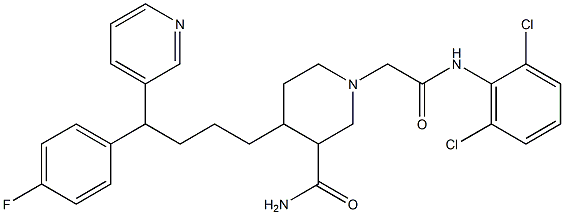 3-Aminocarbonyl-N-(2,6-dichlorophenyl)-4-[4-(4-fluorophenyl)-4-(3-pyridinyl)butyl]-1-piperidineacetamide Structure