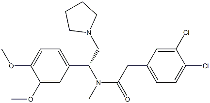 3,4-ジクロロ-N-[(R)-1-(3,4-ジメトキシフェニル)-2-(1-ピロリジニル)エチル]-N-メチルベンゼンアセトアミド 化学構造式