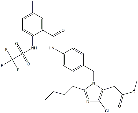 2-Butyl-4-chloro-1-[4-[2-(trifluoromethylsulfonylamino)-5-methylbenzoylamino]benzyl]-1H-imidazole-5-acetic acid methyl ester Structure