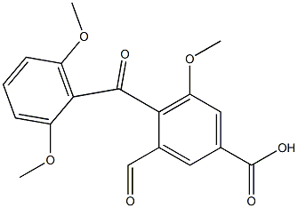 3-ホルミル-5-メトキシ-4-(2,6-ジメトキシベンゾイル)安息香酸 化学構造式