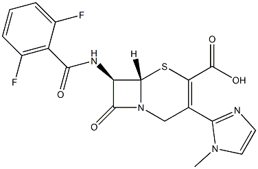 (7R)-7-[(2,6-Difluorobenzoyl)amino]-3-(1-methyl-1H-imidazol-2-yl)cepham-3-ene-4-carboxylic acid Structure